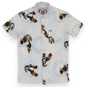 Retro Rifle Rule #2 Shirt Mens Small White Toucan Print Short Sleeve Fight Club